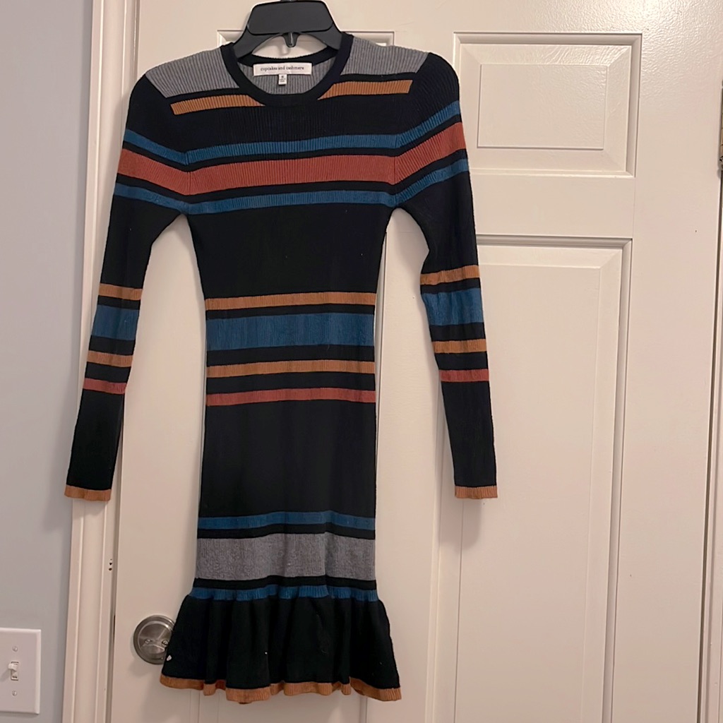 Long Sleeve Striped Sweater Dress Small Very Stretchy Nordstrom (Daily Look)